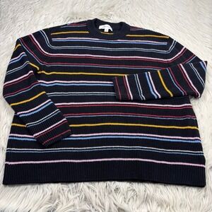 Popsugar Women's XL Black Multi Striped Cotton Sweater Dopamine Kidcore